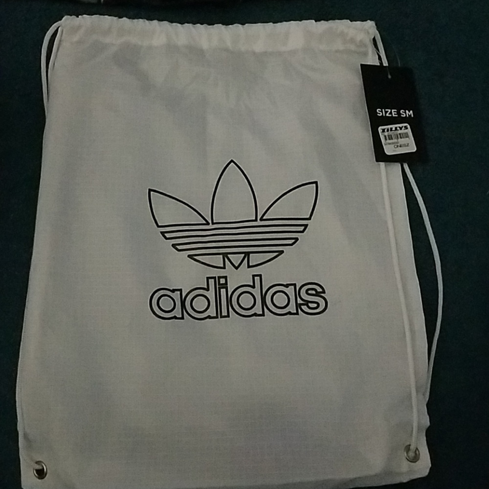 Adidas white drawstring bag